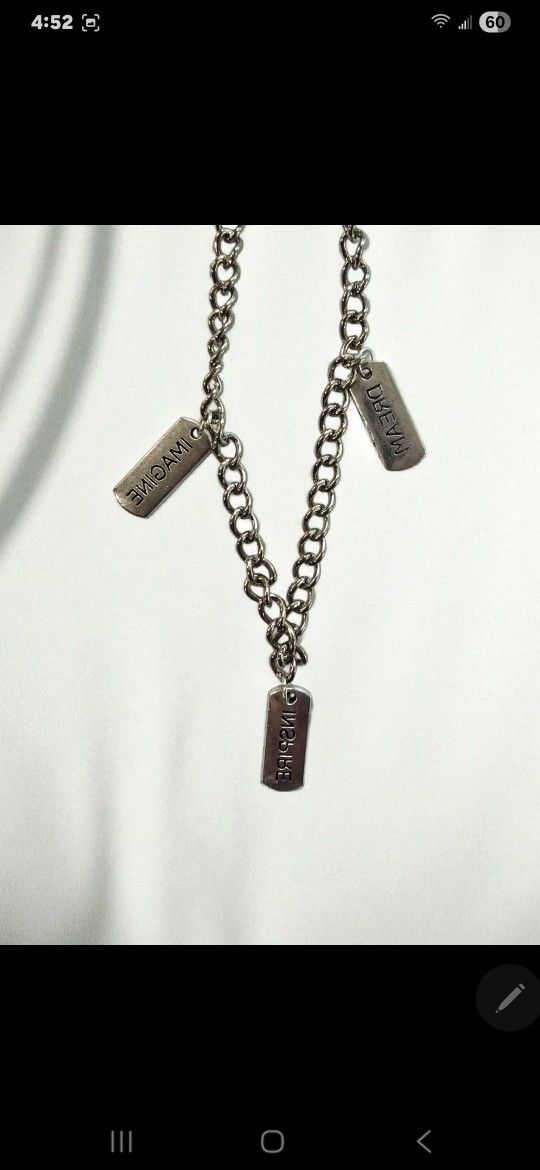 INSPIRE-DREAM-IMAGINE SILVER CHARMS UNIQUE BOUTIQUE ORIGINAL DESIGN NECKLACE