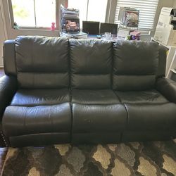 Reclining top-grain leather sofa3-2-1
