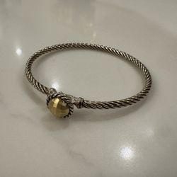 David Yurman Cable Buckle Hook Bangle Bracelet DY 925 Sterling Silver 585 18k