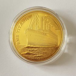 Gold Plated Coin , “Titanic ship” , Art collection medal , commemorative coins souvenir for home.