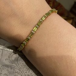 Arizona Peridot, Moissanite Tennis Bracelet - 6.5”