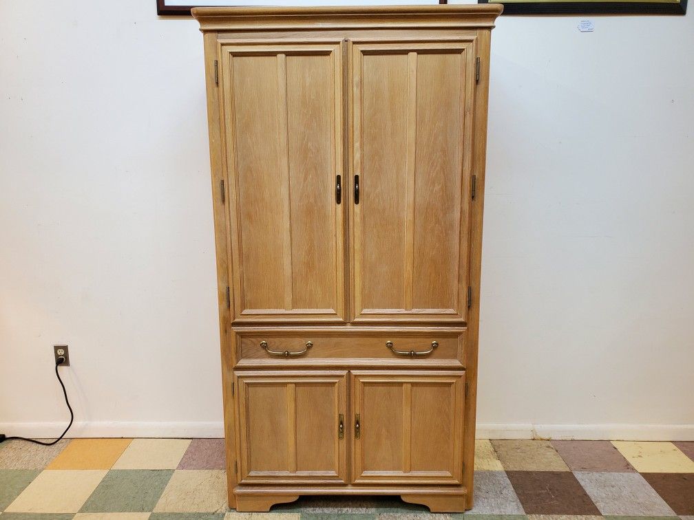 Vintage Oak Armoire Dresser By Stanley Furniture
