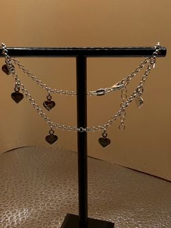 Pure 925 sterling silver Italian designer beautiful hearts anklet