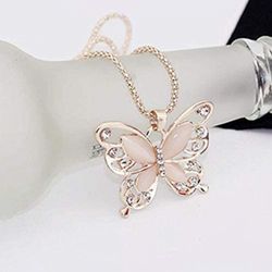 Beautiful Butterfly Gold Plated Long Neckclace 