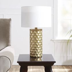 Hive Gilded Table Lamp with Shade, 21"High - Gold - New!