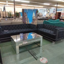 💥 Black Sofa And Loveseat Set 