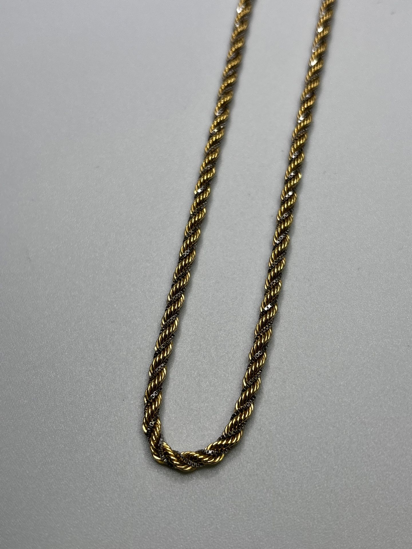 18k 2tn 11.3g 17” Rope/Box link necklace