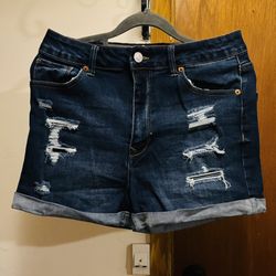 Wax Jean Washed Denim Shorts – Distressed Ripped Bermuda Style