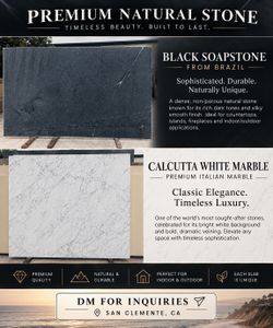 Premium Natural Stone Slabs – Brazilian Black Soapstone & Calcutta White Marble