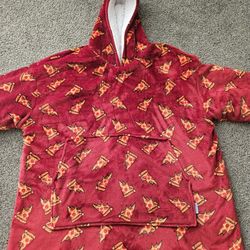 Oodie Pizza Print Wearable Blanket Hoodie Oversized Sherpa Lined
