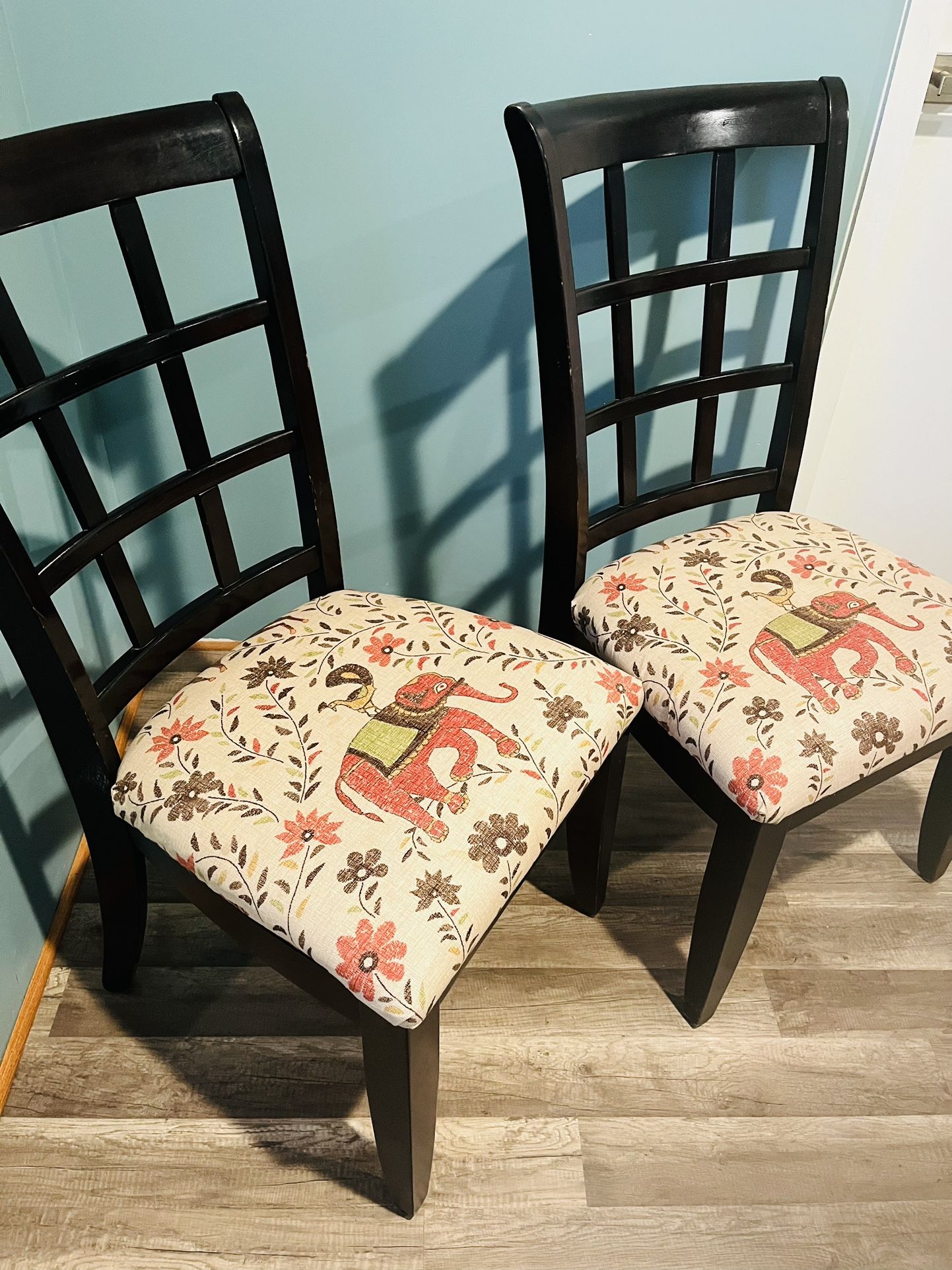 FOUR SOLID WOOD WIDE CHAIRS