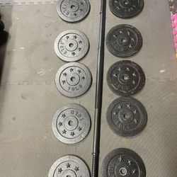 Weight Plates. / Bar.         80 Dollars 