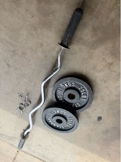 Curl bar and weights