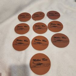 LOT OF 10 Miller Time Beer Azimut 58 Boat Leather Coasters