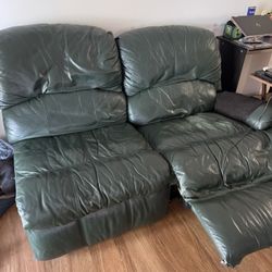 Two Green Leather Recliners 