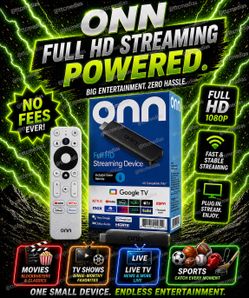 Onn HD Streaming Device Fully Programmed Live Sports / TV Ready GOOGLE