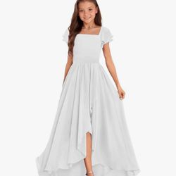White junior Bridesmaid/ Flower Girl Dress - size 10-12- new!