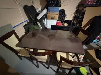 Dark Wood Dining Table with 4 Chairs