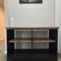 Rustic Console Table with Shelves – Solid Wood Top