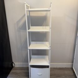 white 5 Tier Bookshelf with Drawer