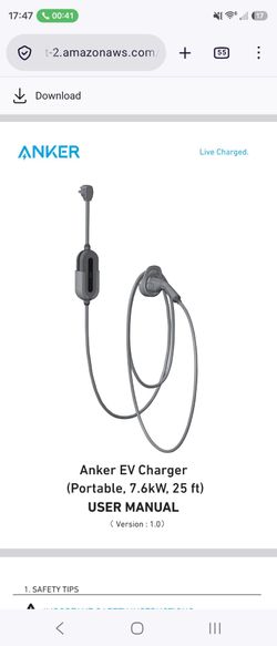 Anker Portable EV Charger 7.6kW 25ft