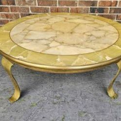 Mid Century Brass And Onyx Coffee Table 