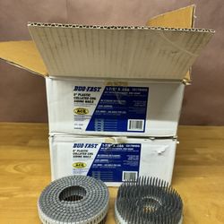 Duo-Fast 0° Plastic Collated Coil Siding Nails 1-7/8" x.086 Hot-Dipped Galvanized Ring Shank 3,600 nails per box.  