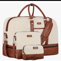 Weekender Bags for Women, Overnight Bag Canvas Travel Duffel Bag Carry On Tote with Shoe 3 piec