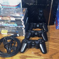 Backwards Compatible Ps3 ChechA01 60gb W 3 Controllers And 11 Games