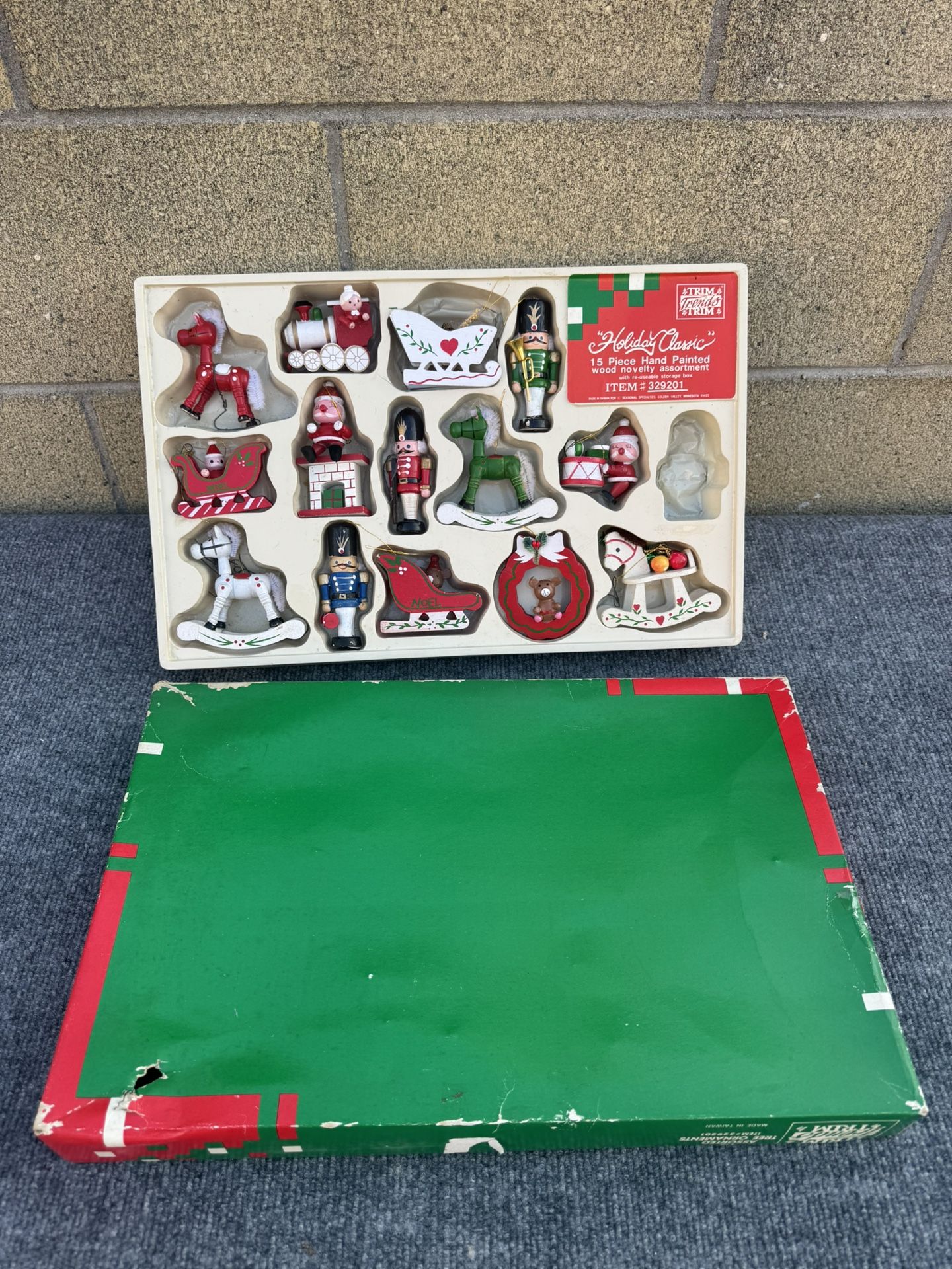 Vintage Set "Holiday Classic" Hand-Painted Wooden Christmas Ornaments - Trim Trends