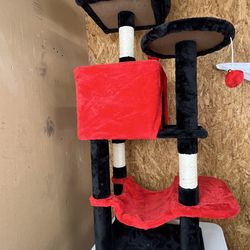 Multi-Level Cat Tree - Red & Black (Like New)