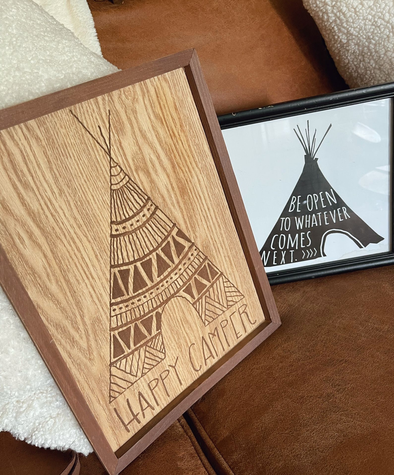 Cute Happy Camper decor - wood wall art