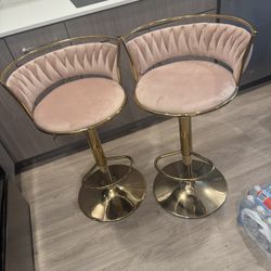 Pink barstool chairs