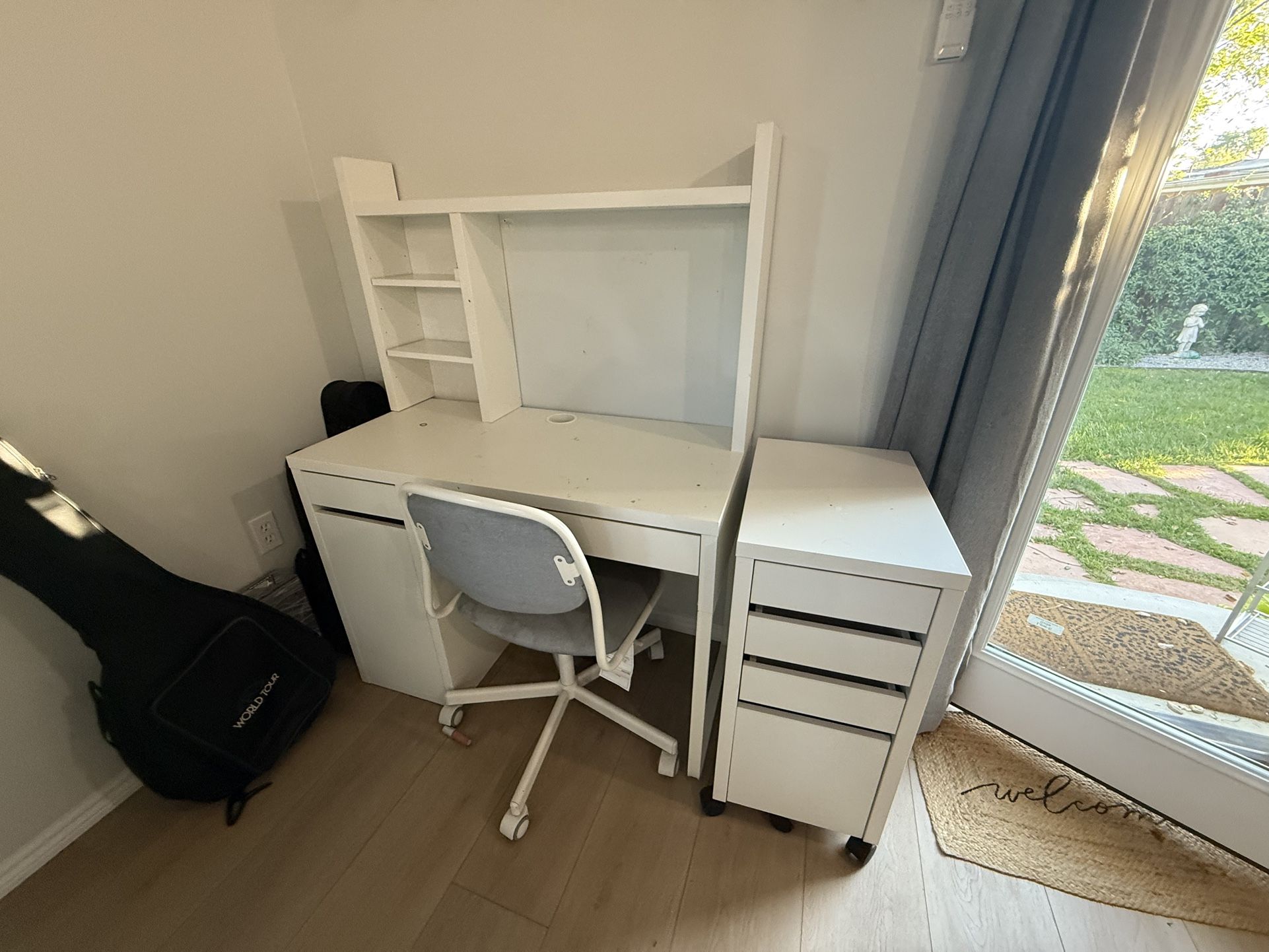 Pottery Barn Bed. Desk, Vanity, Bean Bag, Shelf. 