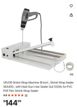 VEVOR 18-Inch Shrink Wrap Machine with Heat Gun