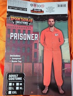 SPOOKTACULAR CREATIONS PRISONER ORANGE JUMPSUIT MEN SIZE LARGE