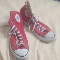 Red Canvas Converse High Top Sneakers Size 10.5