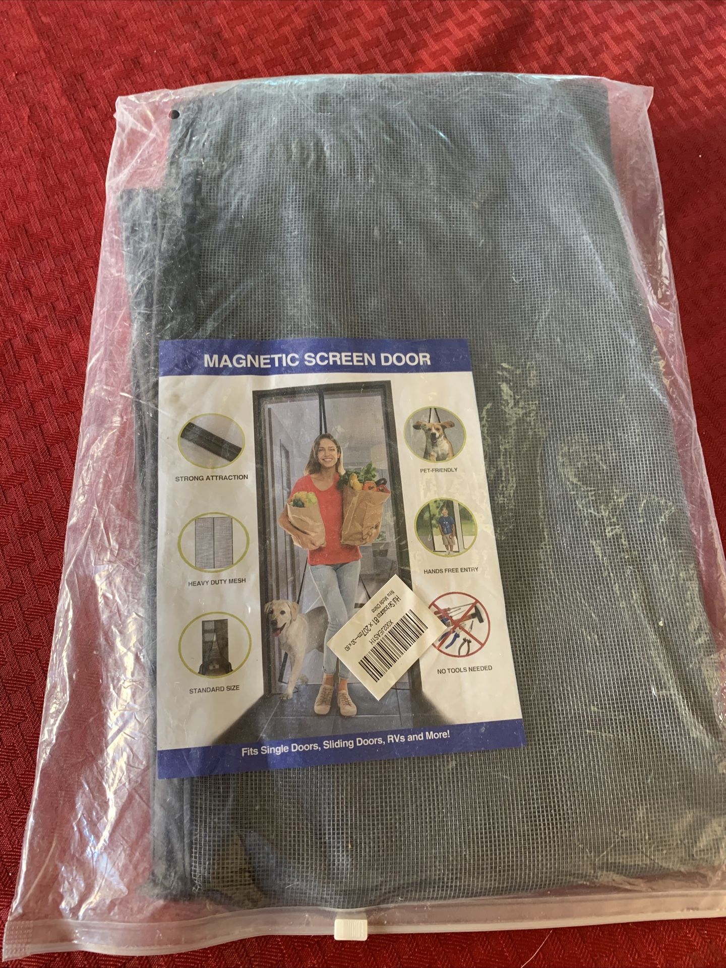 DOOREASY Magnetic Screen Door Fits Door Size 30"X79", Screen Size 32"X80", New