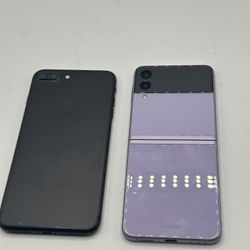Lot of 2 Non-Working Phones – iPhone 7 Plus & Samsung Galaxy Z Flip (For Parts)