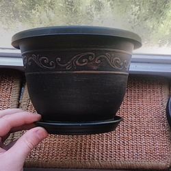 Eleven 8 Inch Flower Pots With Saucers