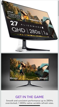 Alienware AW2723DF Gaming Monitor - 27-inch (2560 x 1440) 240Hz Display (DP 1.4), 1ms Response Time, NVIDIA G-Sync, Preset OSD Modes, Height/Tilt/Swiv