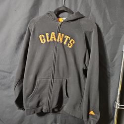 Vintage San Francisco Giants Hoodie Black Full Zip Youth Size XL Large Addias 