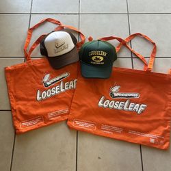 trucker hats / zipper tote bags