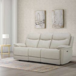 Leather Power Reclining Sofa with Power Headrests