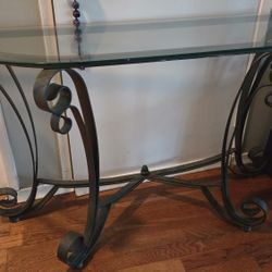 Heavy Ornate Metal & Glass Entryway / Sofa Table – $150 OBO