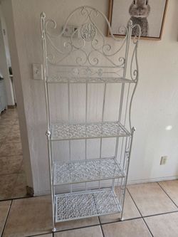 White Wrought Iron Decorative Baker's Rack
