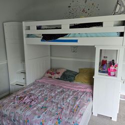 Very good kids bunk bed frame for kids (Twin over full) with stairs, storage and bunkie board
