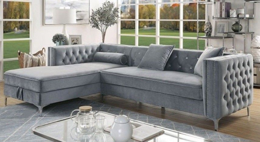 Brand New Grey Modern Style Sectional Storage Sofa