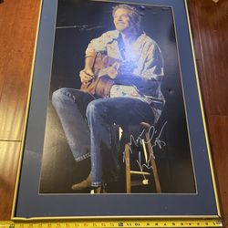 Vtg Kenny Loggins Signed Large Photo Gold Aluminum Frame 24x34.75 Plays Guitar