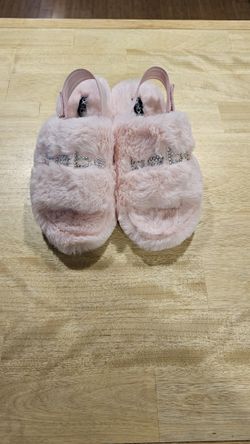 Bebe Pink Fuzzy House Slippers 
